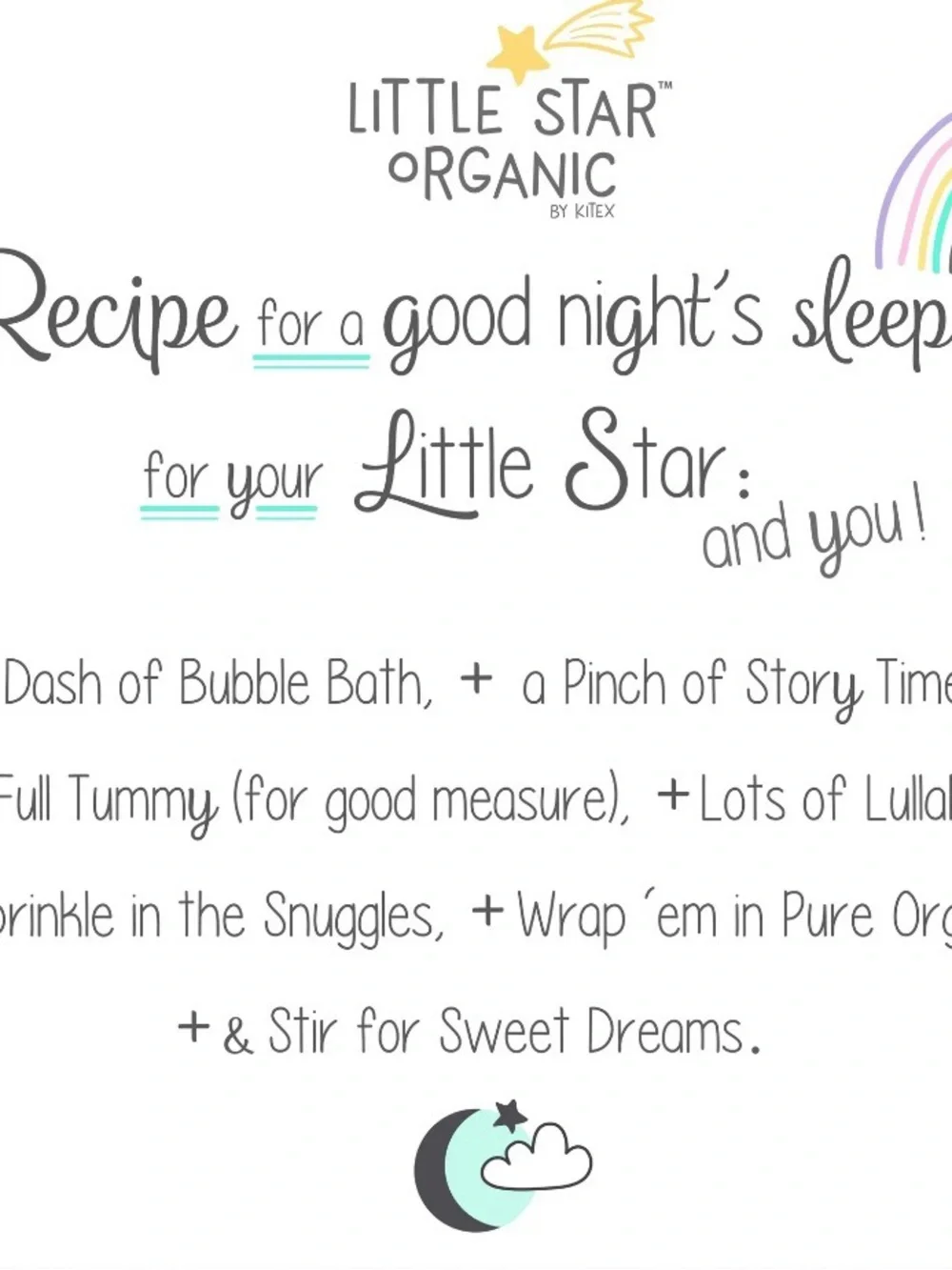 Little Star 100% Organic Cotton 3 Piece Crib Bedding Set New with Tag